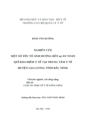 Nghiên cứu yếu tố ảnh hưởng đến an toàn quỹ bảo hiểm y