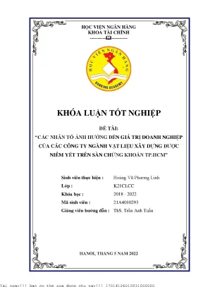 Nhân Tố Ảnh Hưởng Đến Giá Trị Doanh Nghiệp Ngành Vật