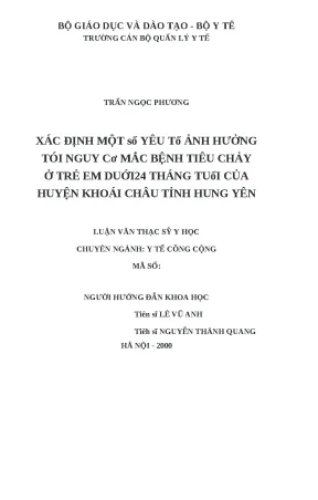 Yếu tố ảnh hưởng đến nguy cơ mắc bệnh tiêu chảy ở trẻ em 