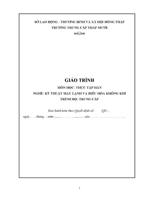 Giáo Trình Thực Tập Hàn Nghề Kỹ Thuật Máy Lạnh và Điều
