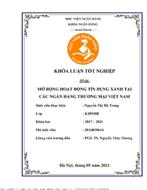 Mở Rộng Tín Dụng Xanh Tại Ngân Hàng Thương Mại Việt Nam: 