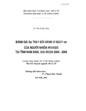 Đánh Giá Thay Đổi Hành Vi Nguy Cơ Của Người Nhiễm