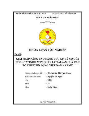 Giải Pháp Nâng Cao Năng Lực Xử Lý Nợ Tại VAMC