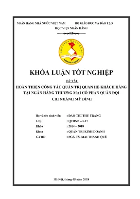 Hoàn Thiện Quản Trị Quan Hệ Khách Hàng Tại Ngân Hàng