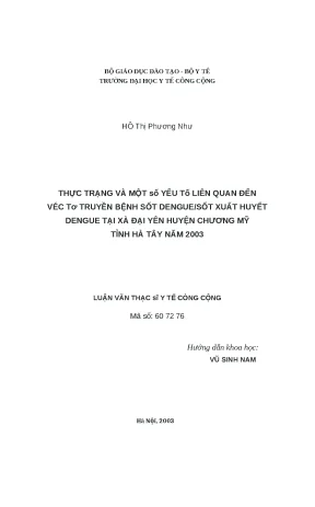 Nghiên cứu véc tơ truyền bệnh sốt dengue tại xã Đại Yên,