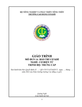 Giáo Trình Bảo Trì Cơ Khí Ngành Cơ Điện Tử