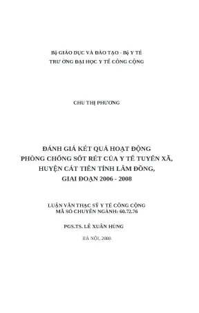 Đánh Giá Hoạt Động Phòng Chống Sốt Rét Tại Huyện Cát