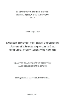 Đánh Giá Tuân Thủ Điều Trị Tăng Huyết Áp Ngoại Trú Tại