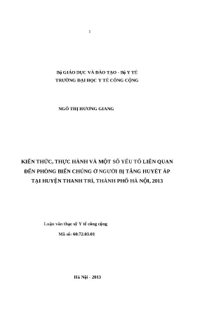 Nâng cao Kiến Thức và Thực Hành Phòng Biến Chứng Tăng