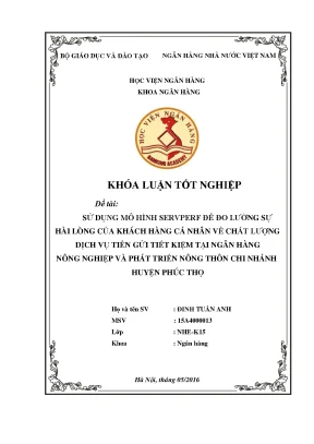 Đo Lường Sự Hài Lòng Của Khách Hàng Về Dịch Vụ Tiền Gửi