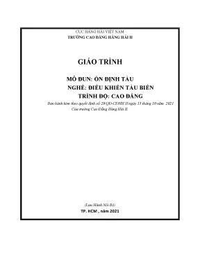 Giáo Trình Ổn Định Tàu Nghề Điều Khiển Tàu Biển Cao Đẳng 