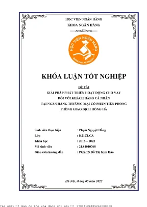 Giải pháp tối ưu cho vay cá nhân tại TPBank Hồng Hà