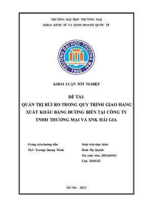 Quản Trị Rủi Ro Giao Hàng Xuất Khẩu Đường Biển Tại Công