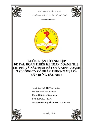 Hoàn thiện kế toán doanh thu và chi phí tại Công ty Cổ
