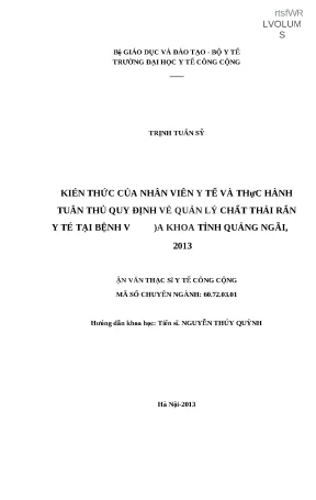 Kiến thức và Thực hành Quản lý Chất thải Rắn Y tế tại