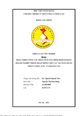 Nâng cao phân tích tài chính khách hàng doanh nghiệp