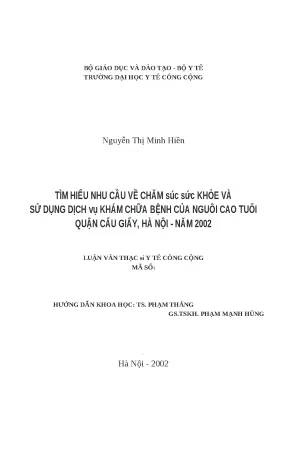 Nhu cầu chăm sóc sức khỏe và dịch vụ khám chữa bệnh của