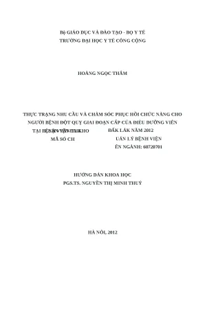 Nhu cầu và chăm sóc phục hồi chức năng cho bệnh nhân đột