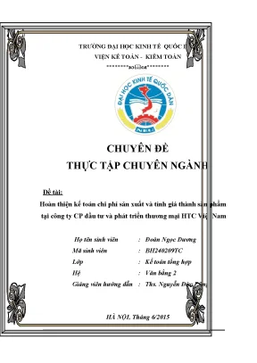 Cải Tiến Kế Toán Chi Phí Sản Xuất và Tính Giá Thành Sản
