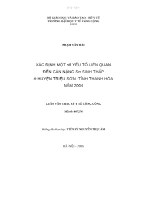 Yếu Tố Ảnh Hưởng Đến Cân Nặng Sơ Sinh Thấp Tại Huyện