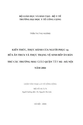 Kiến thức và thực hành vệ sinh bếp ăn tại trường mẫu