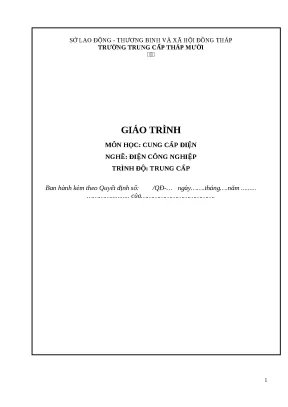 Giáo Trình Cung Cấp Điện Nghề Điện Công Nghiệp Trung Cấp