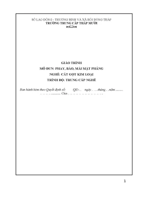 Giáo Trình Mô Đun Phay, Bào, Mài Mặt Phẳng Nghề Cắt Gọt 