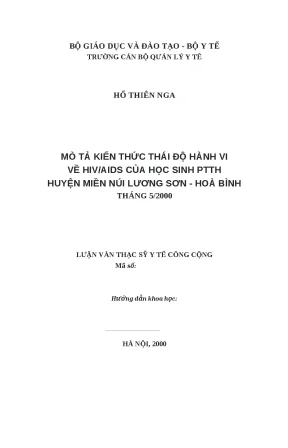 Kiến thức và Thái độ về HIV/AIDS của Học sinh PTTH tại