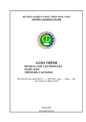 Giáo Trình Chế Tạo Phôi Hàn Nghề Hàn Cao Đẳng