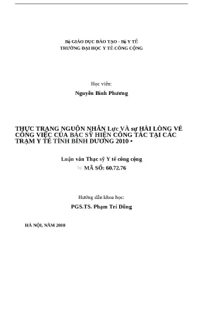 Đánh giá nguồn nhân lực và sự hài lòng công việc của bác