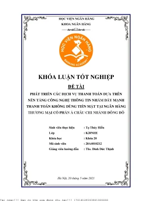 Phát Triển Dịch Vụ Thanh Toán Không Dùng Tiền Mặt Tại