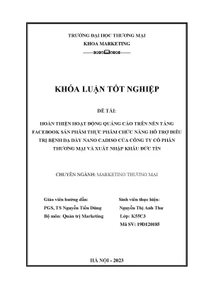 Khoá luận quảng cáo Facebook TPCN Nano CADISO của Đức Tín