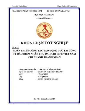 Hoàn thiện công tác tạo động lực tại công ty bảo hiểm