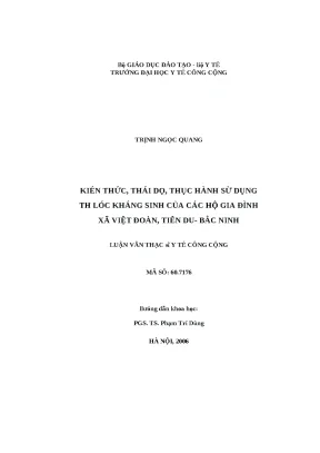Kiến thức và Thái độ Sử dụng Thuốc Kháng sinh của Hộ Gia