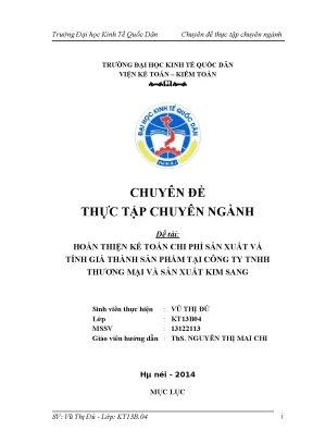 Cải Tiến Kế Toán Chi Phí Sản Xuất và Tính Giá Thành Sản