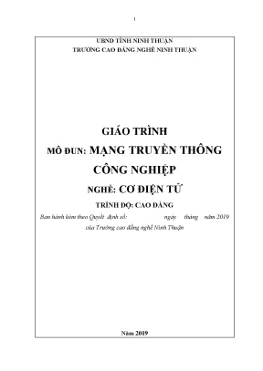 Giáo Trình Mạng Truyền Thông Công Nghiệp Cho Nghề Cơ Điện Tử