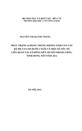 Thực trạng sử dụng thuốc kháng sinh ở trẻ dưới 5 tuổi