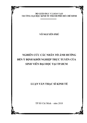 Nhân Tố Ảnh Hưởng Đến Ý Định Khởi Nghiệp Trực Tuyến Của