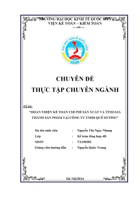 Cải Tiến Kế Toán Chi Phí Sản Xuất và Tính Giá Thành Sản 
