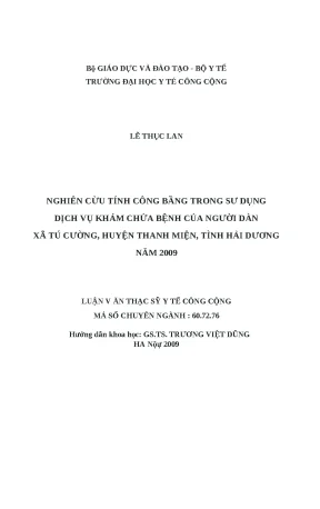 Nghiên cứu công bằng trong dịch vụ khám chữa bệnh tại xã 