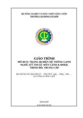 Giáo Trình Trang Bị Điện Hệ Thống Lạnh Nghề Kỹ Thuật Máy 