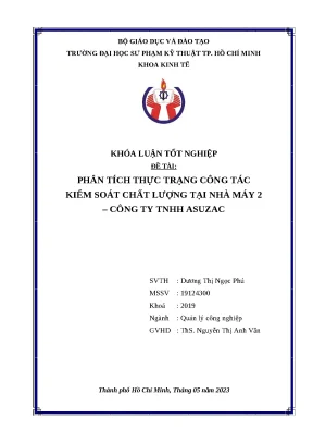 Phân Tích Kiểm Soát Chất Lượng Tại Nhà Máy 2 Công Ty