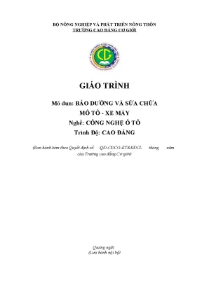 Giáo Trình Bảo Dưỡng và Sửa Chữa Mô Tô Xe Máy Chuyên Nghiệp