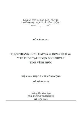 Cung Cấp và Sử Dụng Dịch Vụ Y Tế Thôn Tại Huyện Bình