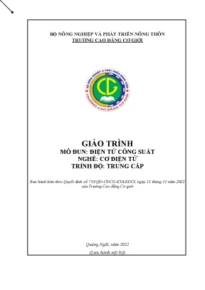 Giáo Trình Điện Tử Công Suất: Hướng Dẫn Đào Tạo Nghề Cơ 