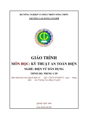 Giáo Trình Kỹ Thuật An Toàn Điện Cho Nghề Điện Tử Dân Dụng