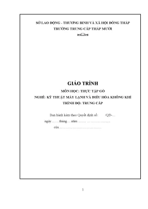 Giáo Trình Thực Tập Kỹ Thuật Máy Lạnh và Điều Hòa Không Khí