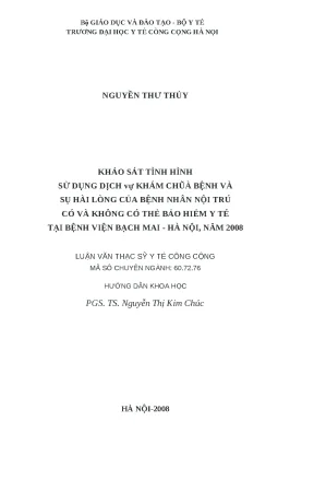 Khảo sát sự hài lòng của bệnh nhân nội trú tại Bệnh viện