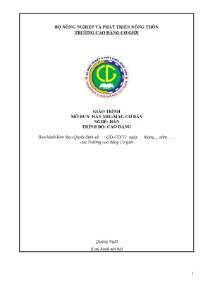 Giáo Trình Hàn MIG/MAG Cơ Bản Cho Trình Độ Cao Đẳng