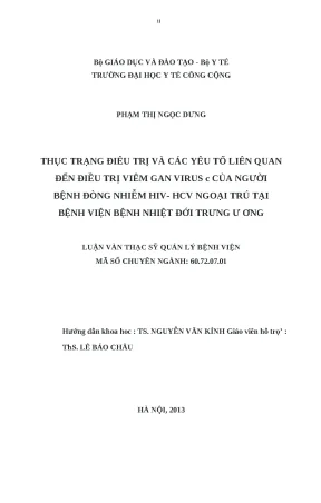 Điều Trị Viêm Gan Virus C Ở Bệnh Nhân Đồng Nhiễm HIV/HCV